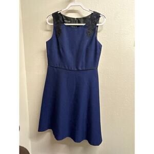 Black Label By Evan Picone Women's Blue Textured Floral Sleeveless Dress Size 10